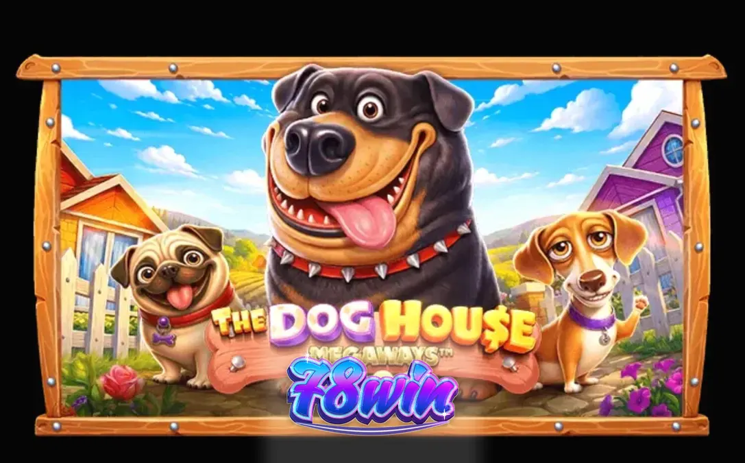 Cenário campestre vibrante com personagens caninos no slot The Dog House Megaways 1000
